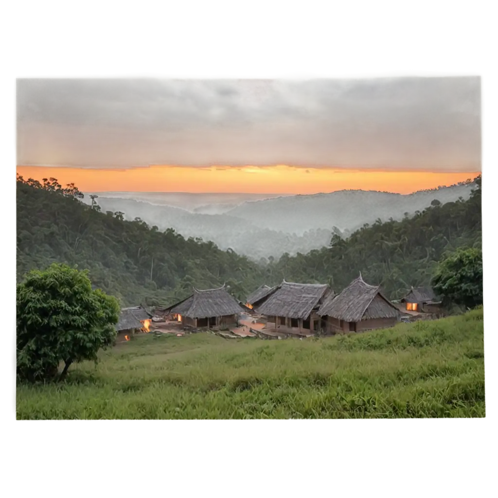 PNG-Image-of-an-Isolated-Indian-Village-at-Dusk-with-Dark-Forest-Background