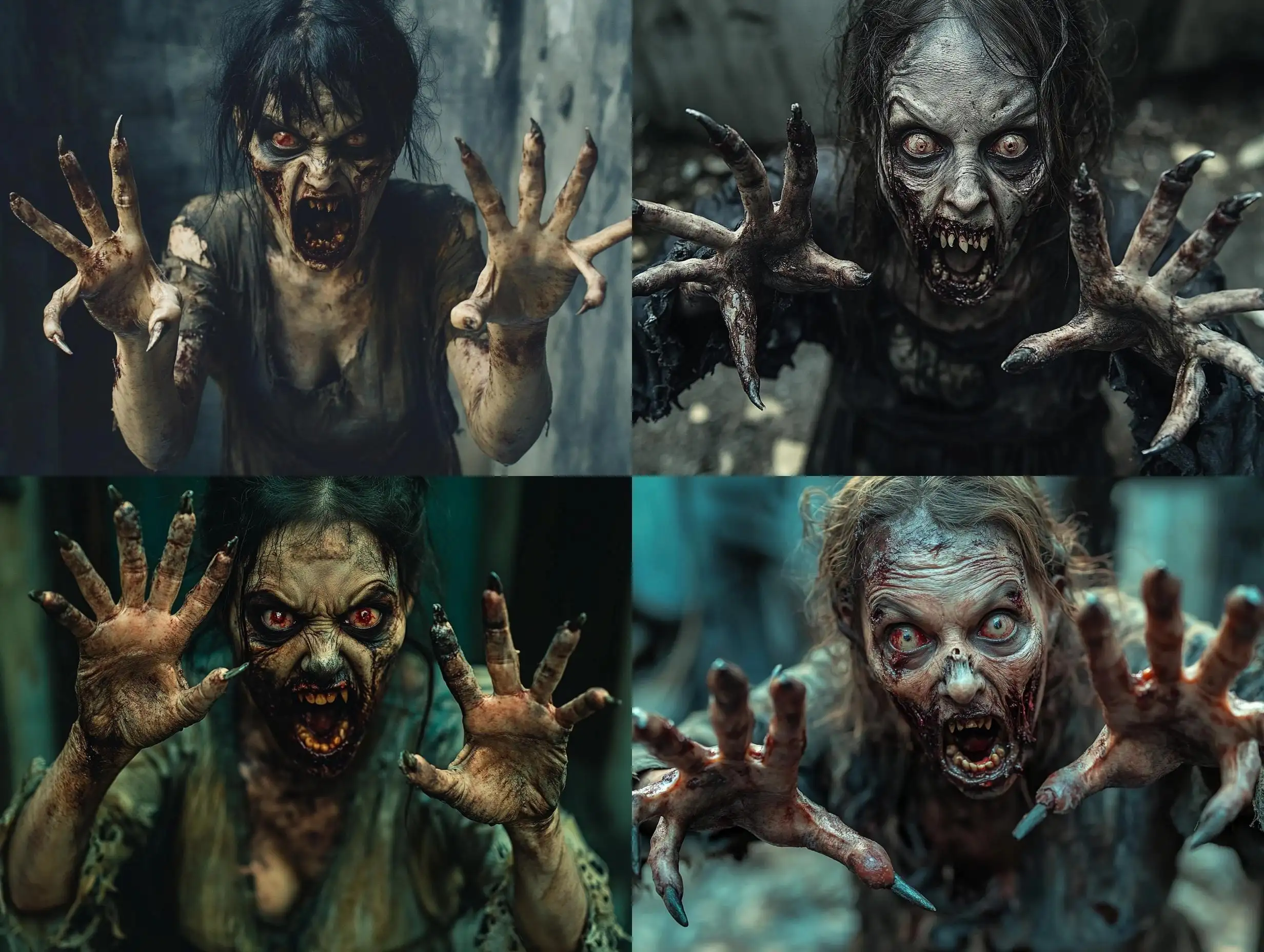 Terrifying-Zombie-Woman-with-Clawed-Hands-and-Fangs-in-Tattered-Clothes