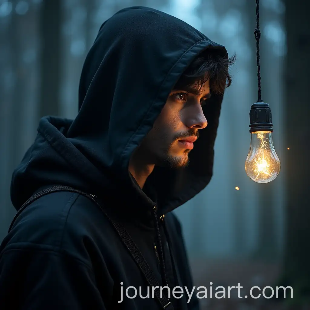 Mysterious-Man-in-Black-Hood-Gazing-at-Magical-Glow