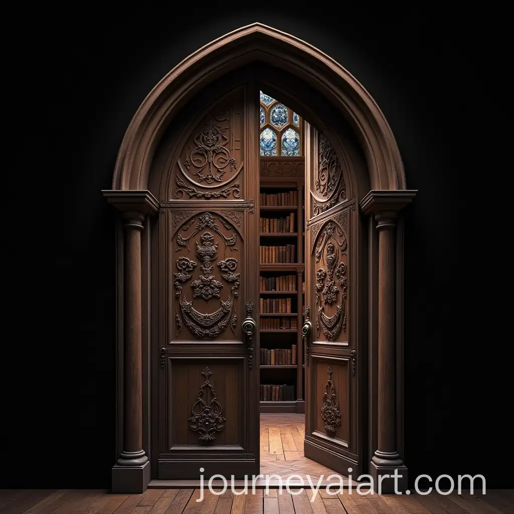 Intricate-Hogwarts-Door-Connecting-Hall-and-Library-with-Enchanted-Carvings