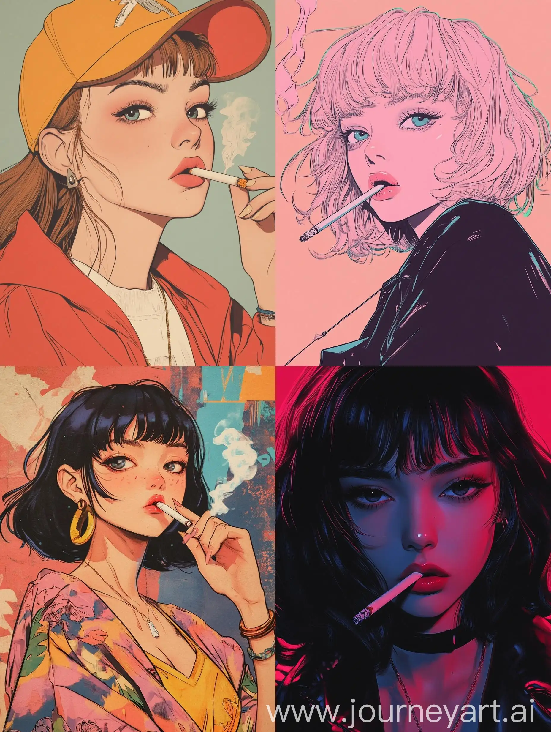 Girl-Smoking-Cigarette-in-80s-Anime-Style