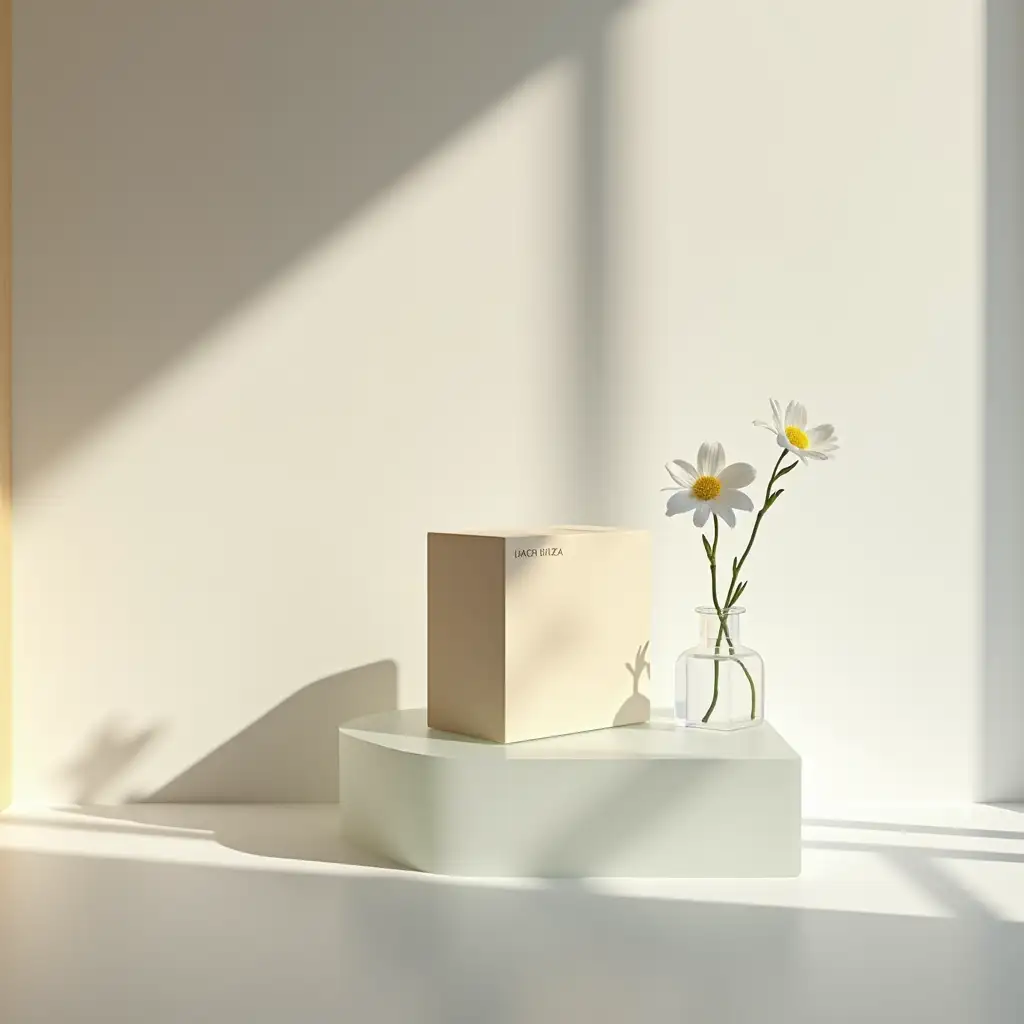 Minimalist-HighEnd-Packaging-Box-on-Frosted-Glass-Table-with-Elegant-Shadow-Play