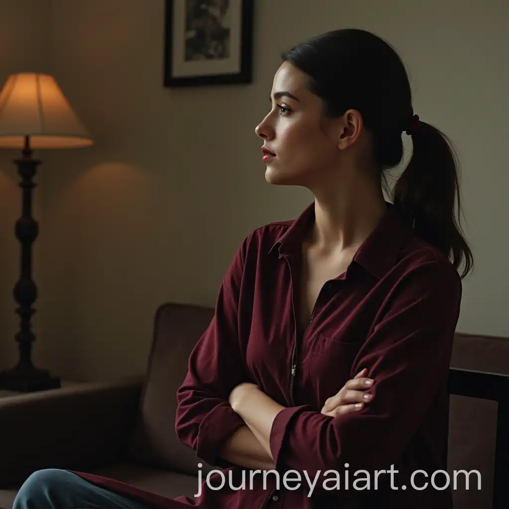 Contemplative-Young-Woman-Sitting-Alone-in-a-Thoughtful-Pose