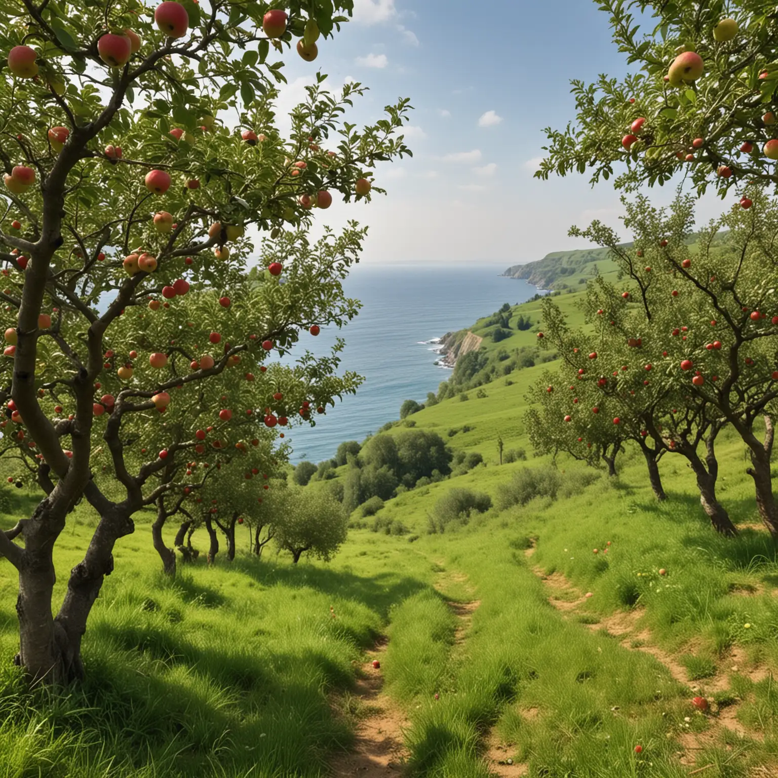 Green-Hills-Overlooking-the-Sea-with-Apple-Trees