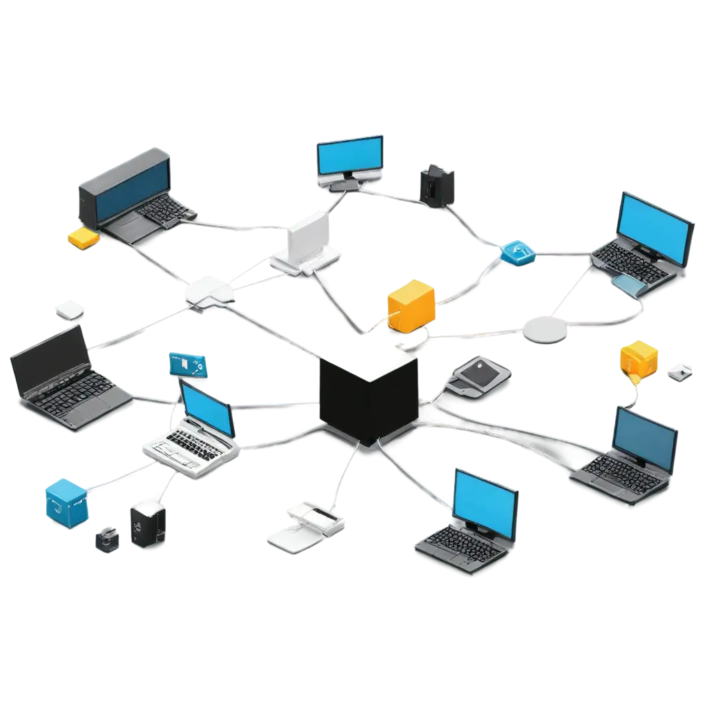 HighQuality-PNG-Graphic-Illustration-of-a-Computer-Network-with-Black-Cables-in-an-Office-Environment