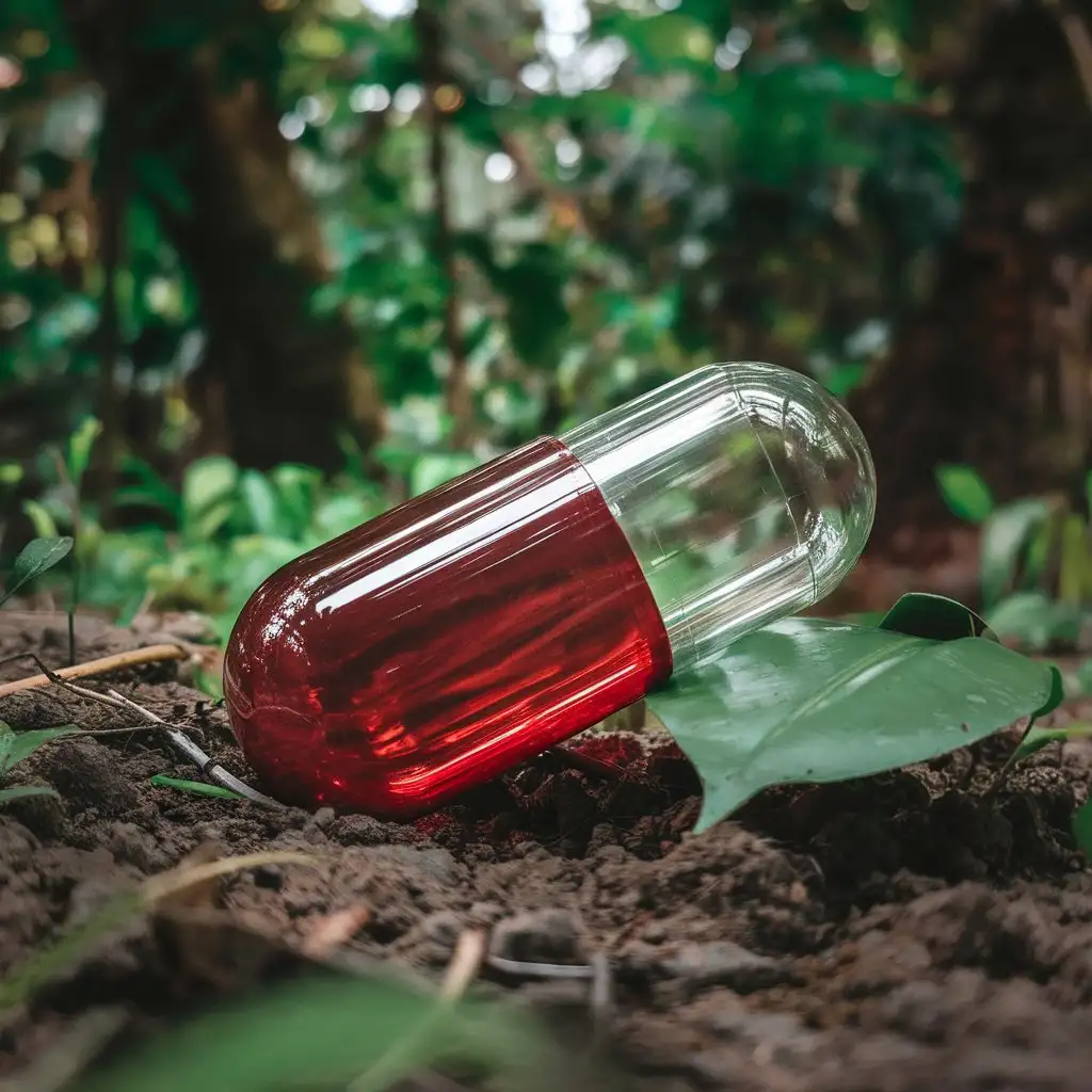 Capsule-with-Red-Water-Lying-on-the-Ground