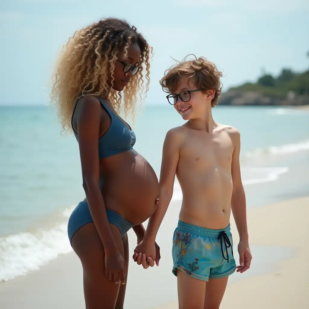 Happy-Surfer-Duo-with-Bloated-Bellies-at-the-Beach-Holding-Hands