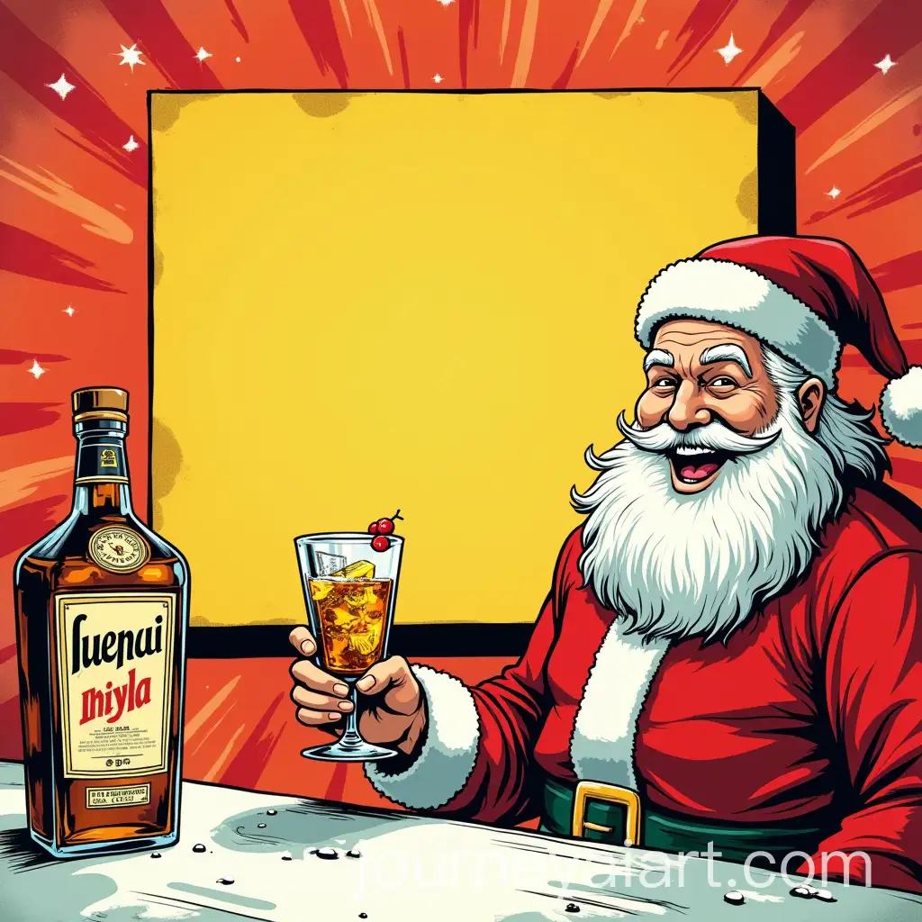 Santa-Claus-with-Festive-Drink-and-Stylish-Liquor-Bottle-in-Pop-Art-Style