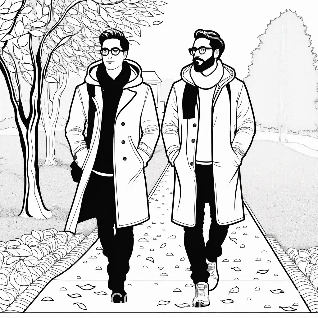 Two-Men-in-Coats-Enjoying-an-Autumn-Walk-in-the-Park