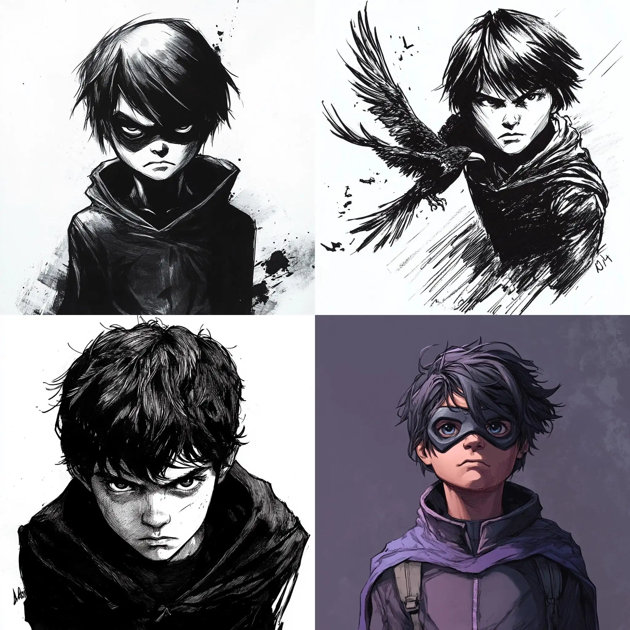 Young-Boy-with-RavenLike-Appearance-in-Comic-Style-Drawing