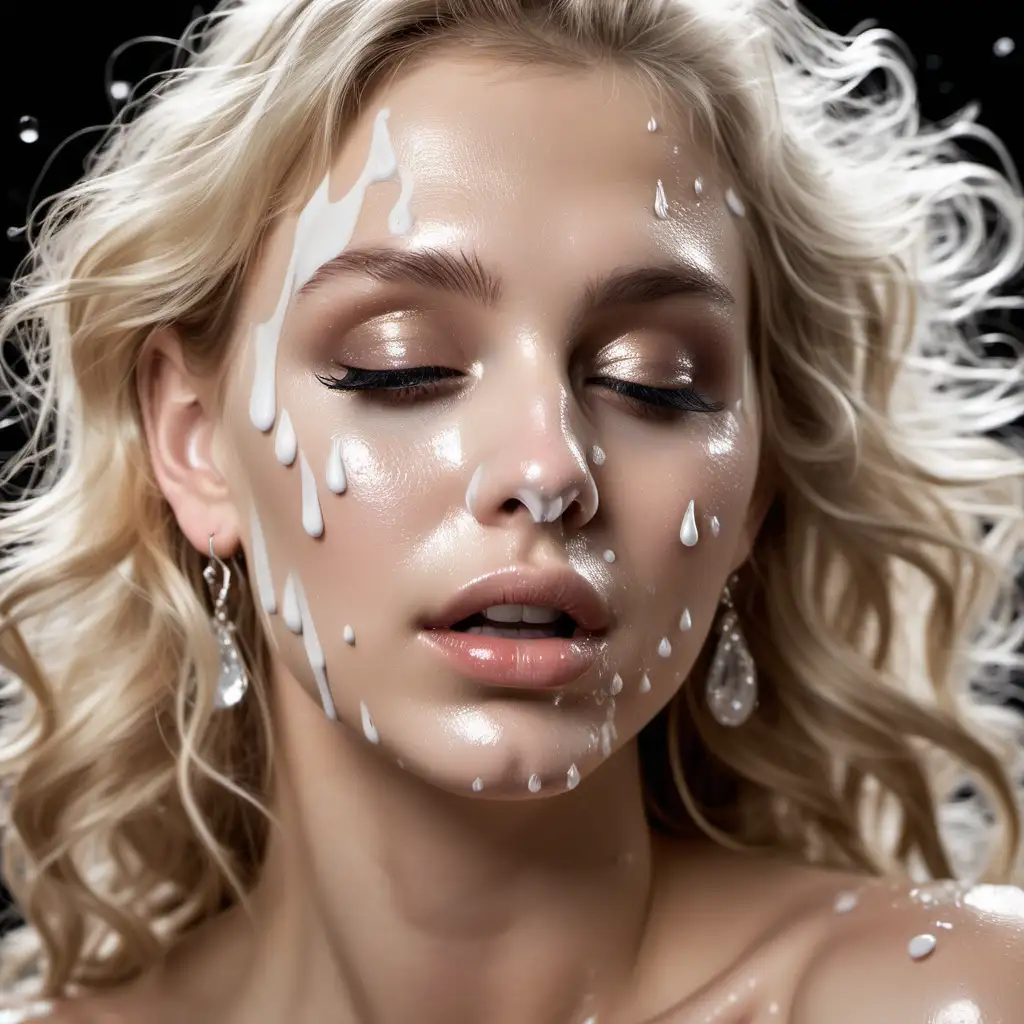 Portrait-of-a-Naked-Blonde-Woman-with-Evening-Makeup-and-White-Paint-Splashes