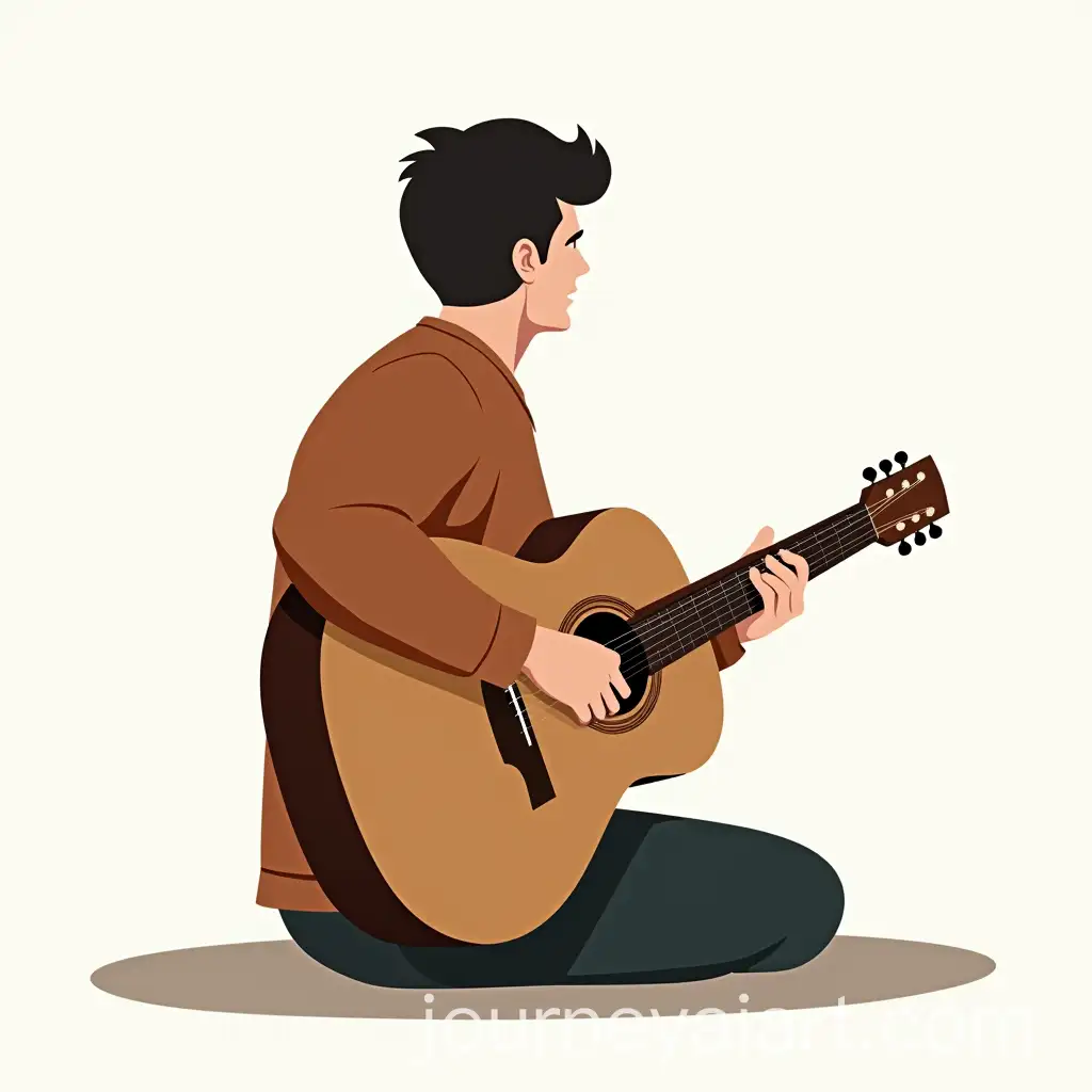 Person-Playing-Acoustic-Guitar-on-the-Ground-in-Digital-Illustration
