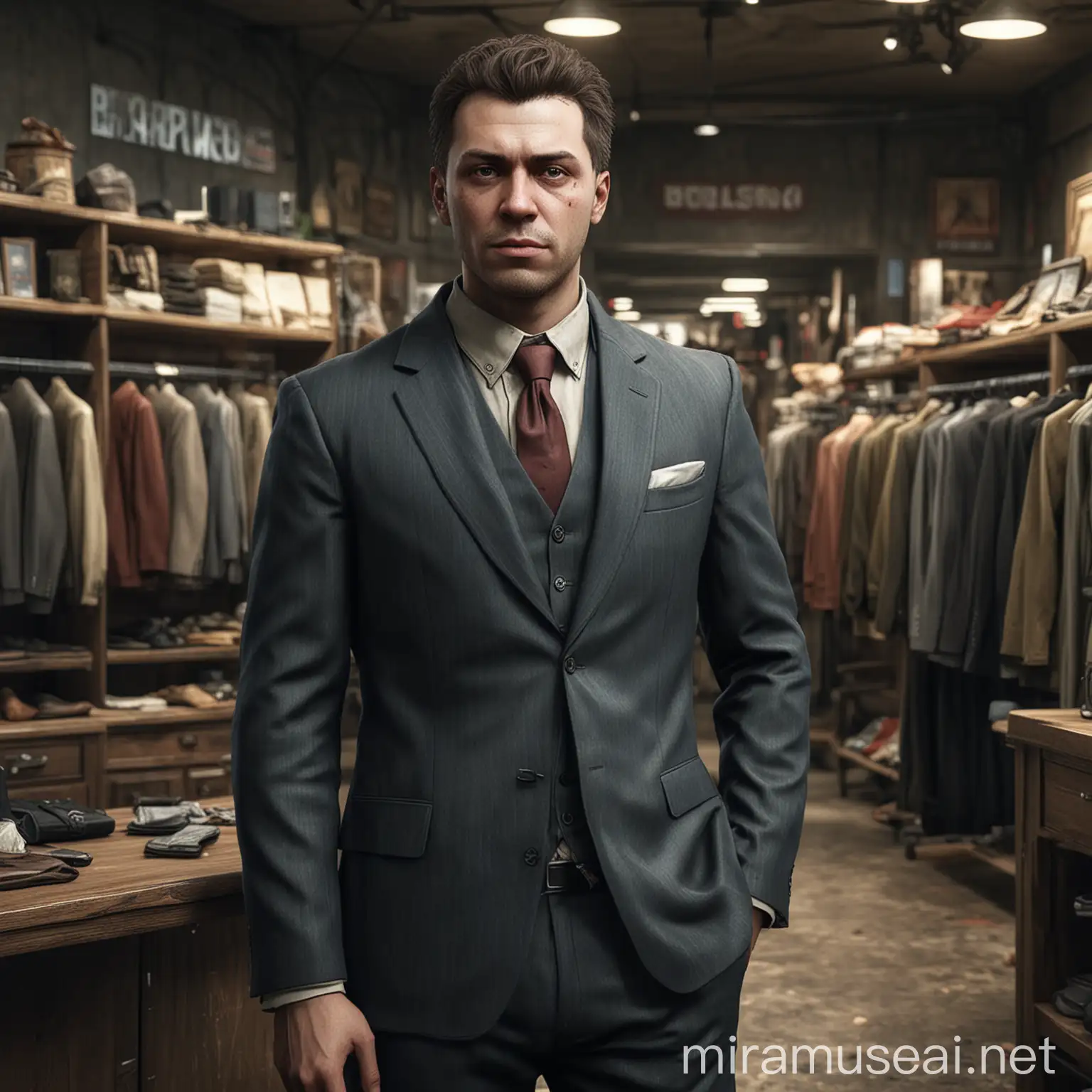 Trader Ragman in Classy Suit at Clothing Store