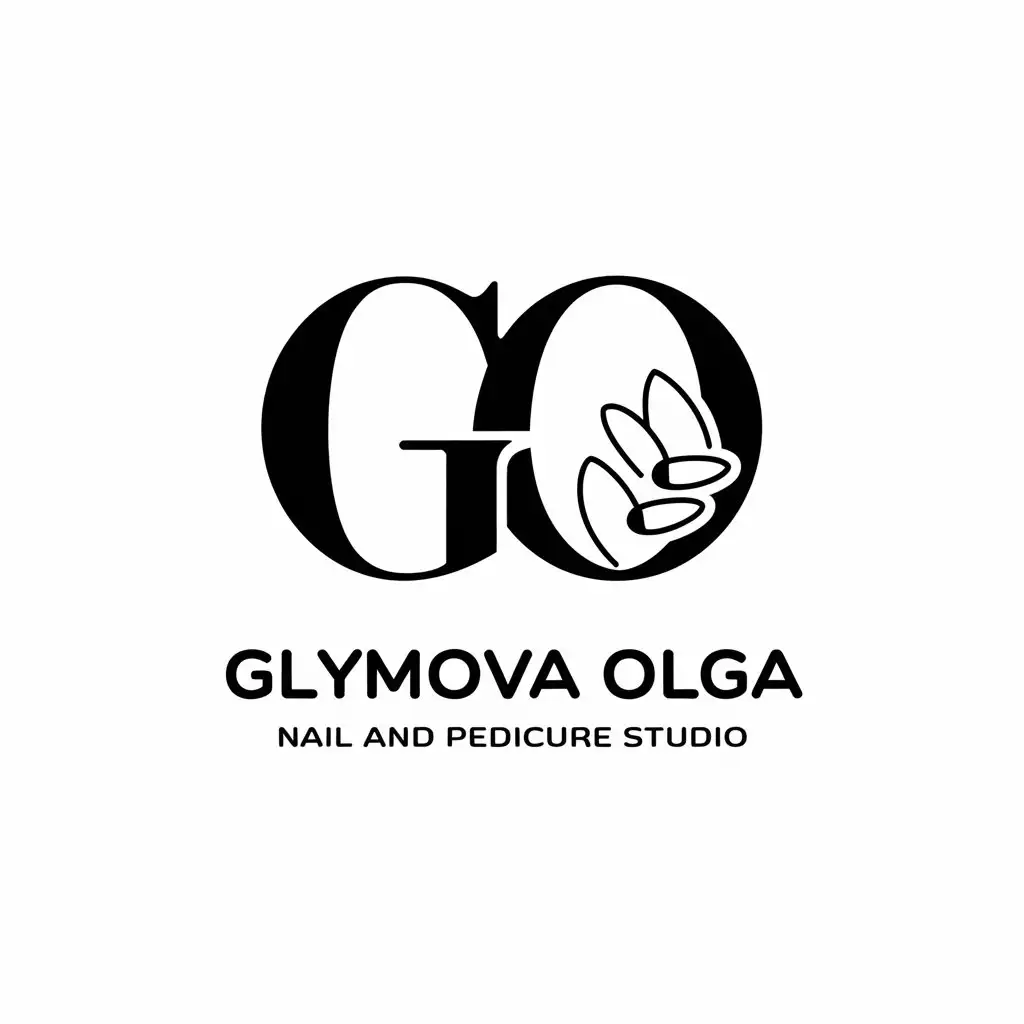 a vector logo design,with the text "Glymova Olga nail and pedicure studio", main symbol:GO,Moderate,be used in Beauty Spa industry,clear background