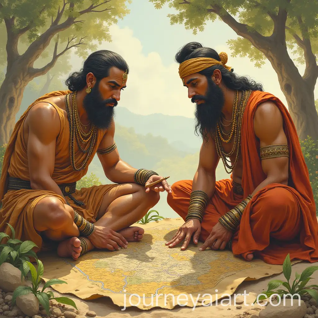 Chanakya-and-Chandragupta-Maurya-Strategizing-Battle-Plan-on-a-Map