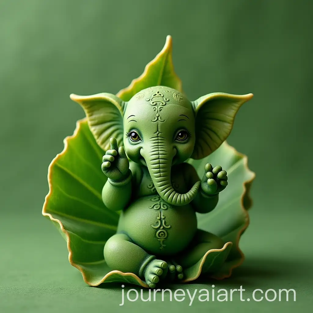 Baby-Lord-Ganesha-Surrounded-by-Green-Leaves