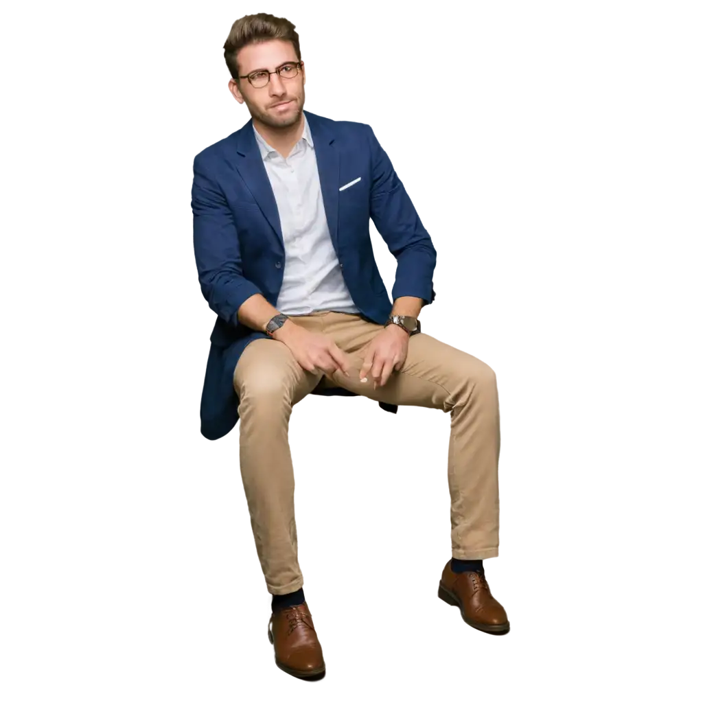 Handsome-Man-Wearing-Smart-Casual-Sitting-While-Thinking-PNG-Image