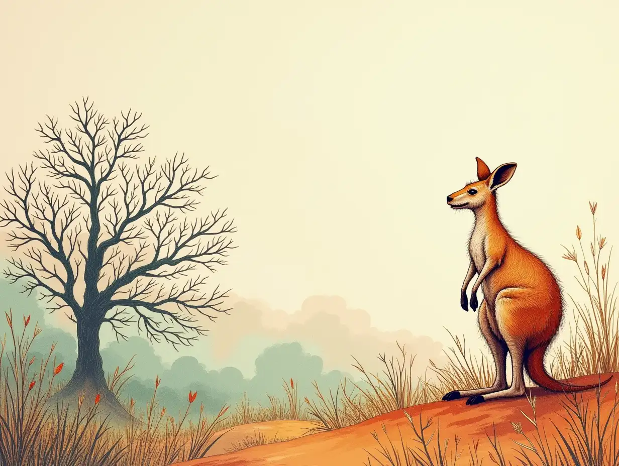 Happy Kangaroo in Surreal Australian Wilderness