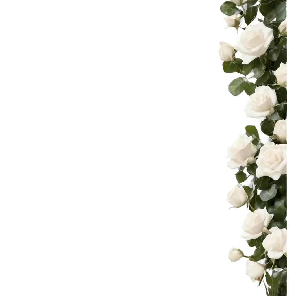 ElegantPNG-Image-Usage-Analysis-Slim-Vertical-Arrangement-of-White-Roses-and-Ivy-Crisp-PNG-with-Text-Space