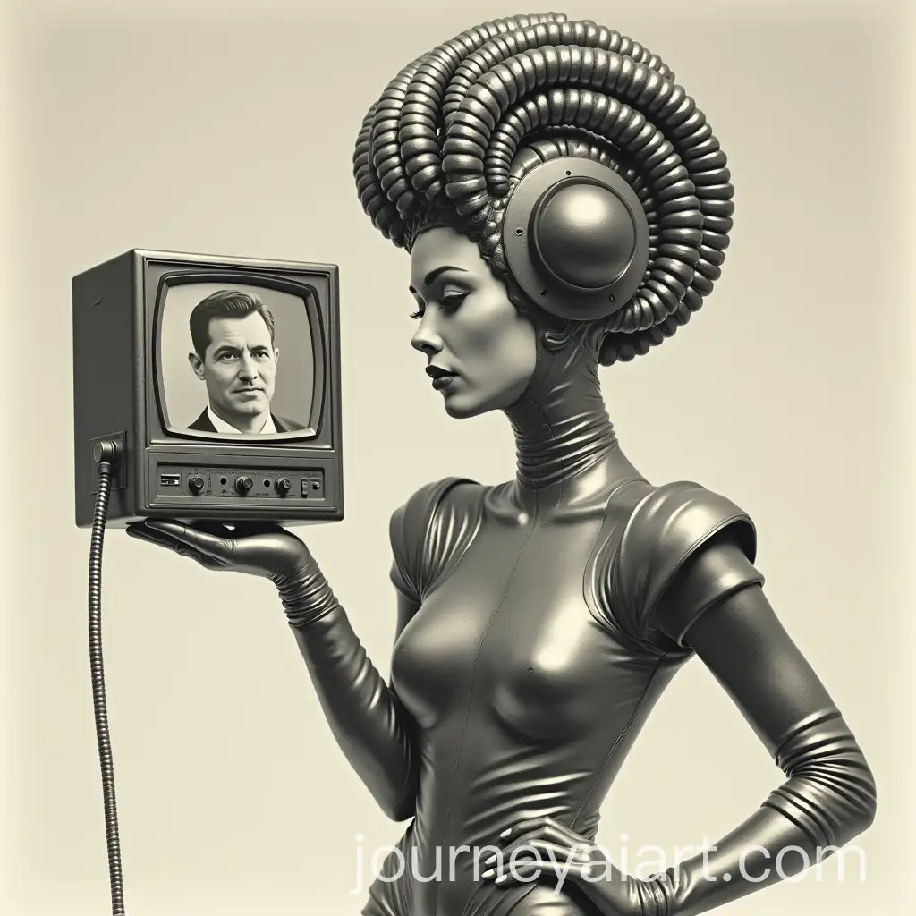 RetroFuturistic-SciFi-Woman-with-Metallic-Outfit-and-Vintage-Screen