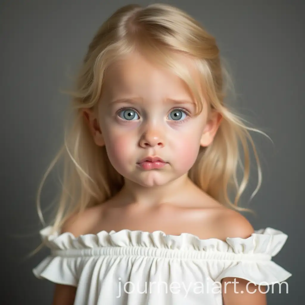 Portrait-of-a-FiveYearOld-Girl-in-an-OfftheShoulder-White-Dress-with-Soulful-Eyes