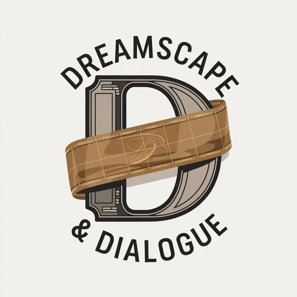 LOGO Design for Dreamscape Dialogue Vector Logo Featuring Letter D and Celluloid Tape on Clear Background