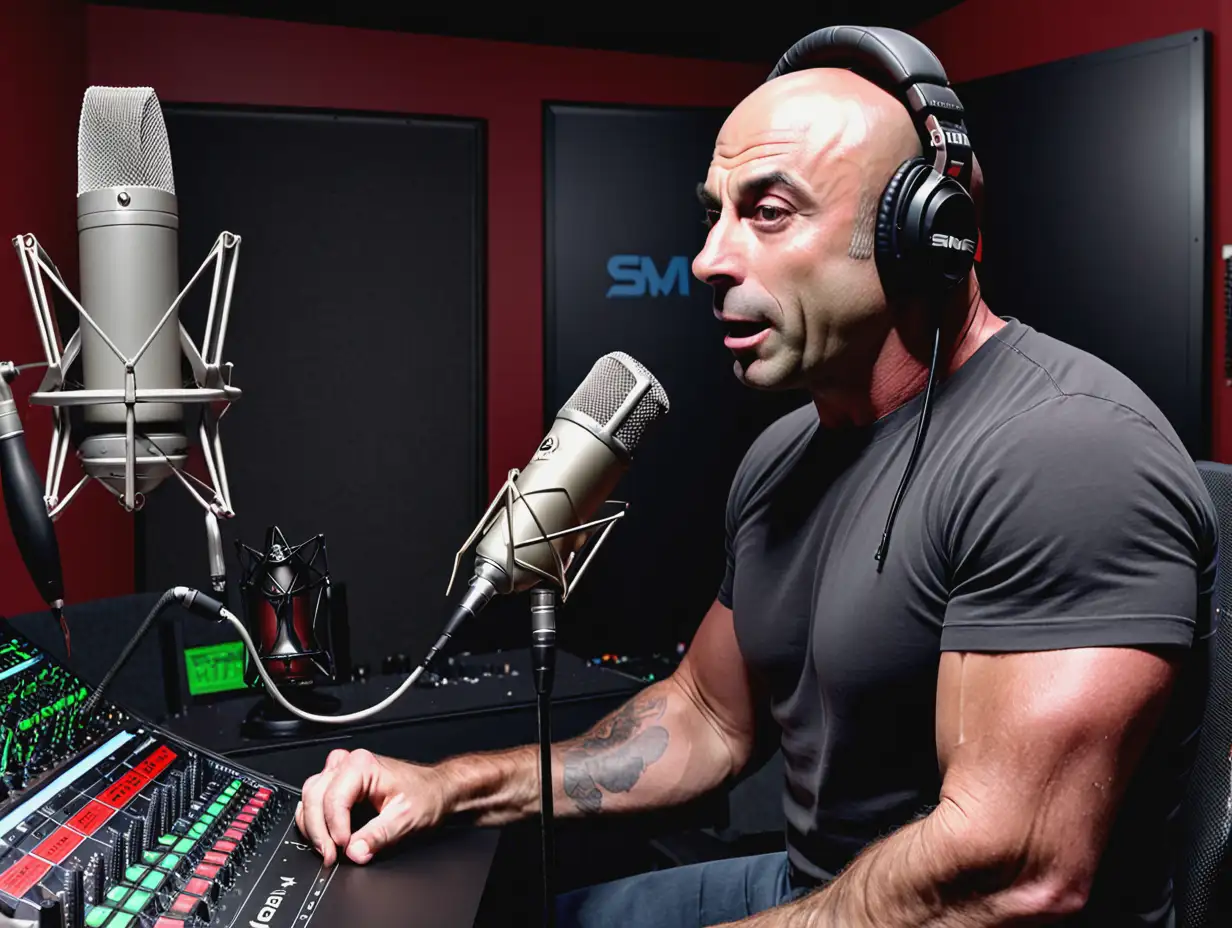 Joe Rogan Podcasting in Studio with Sure SM7B Microphone