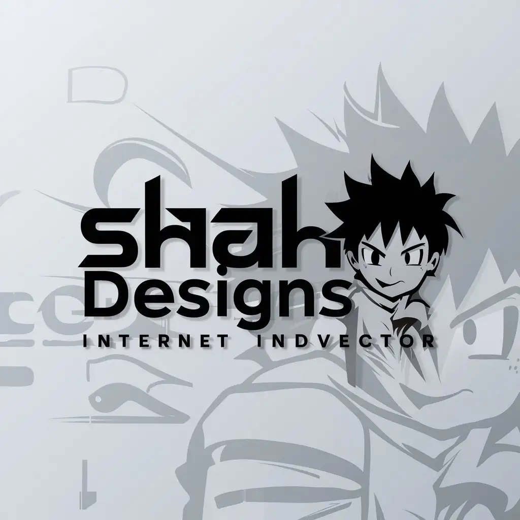 LOGO Design for Shah Designs 2D Anime Boy with Illustrative and Designing Theme