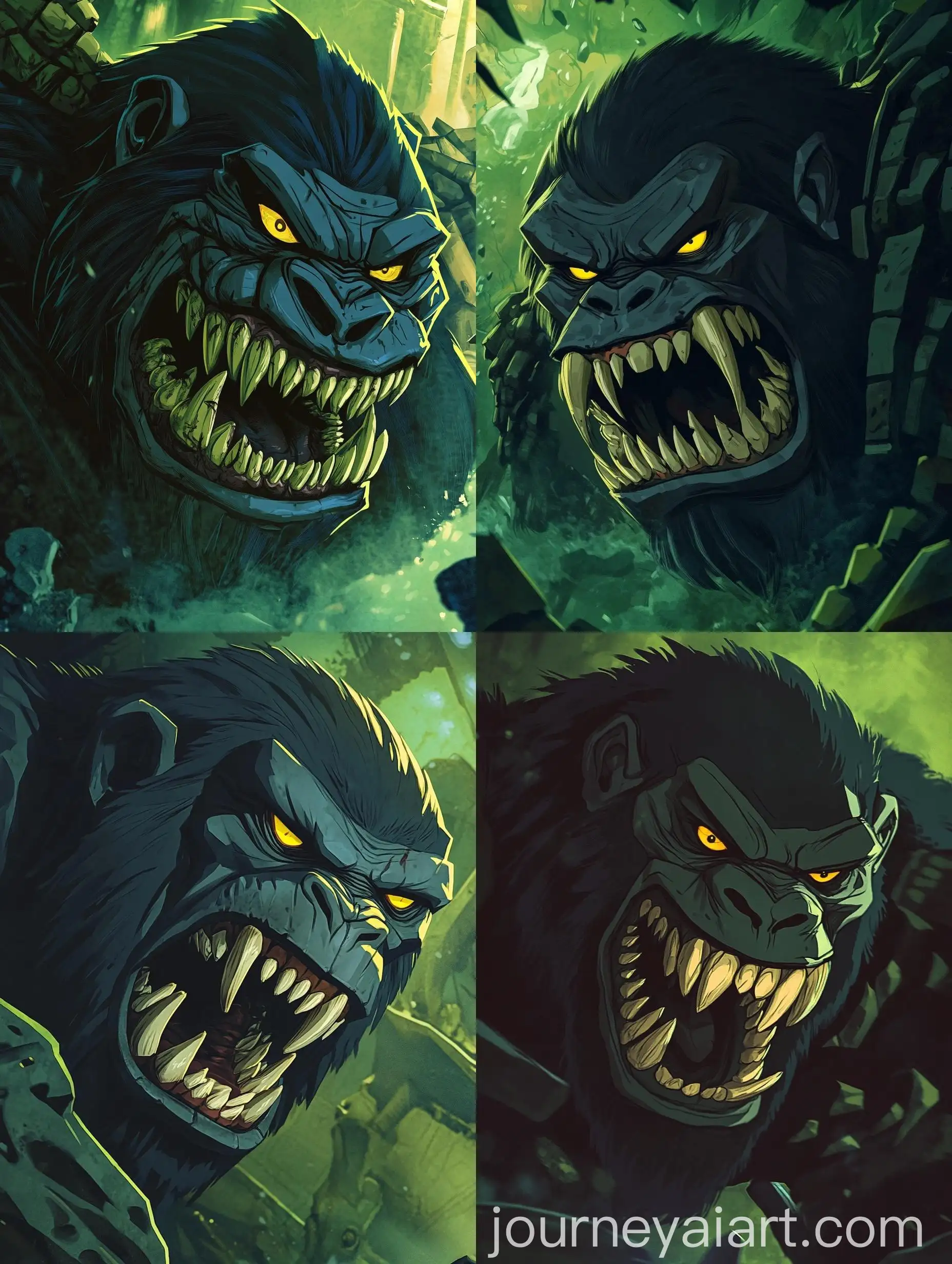 Mutated-Gorilla-Crouching-in-Toxic-Sewer-Atmosphere