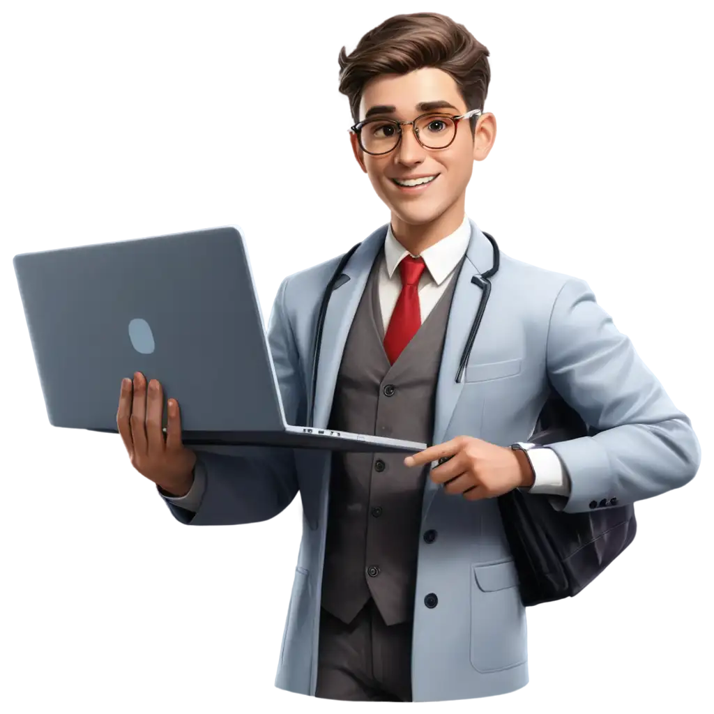 Young-Professor-Holding-a-Laptop-HighQuality-PNG-Image-for-Educational-and-Professional-Use