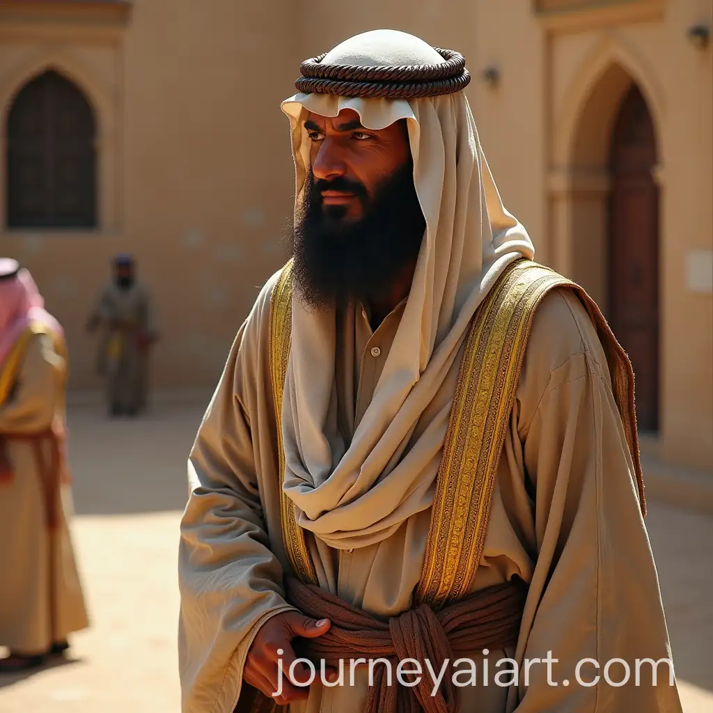 Middle-Eastern-Man-Selling-Goods-in-Ancient-Marketplace