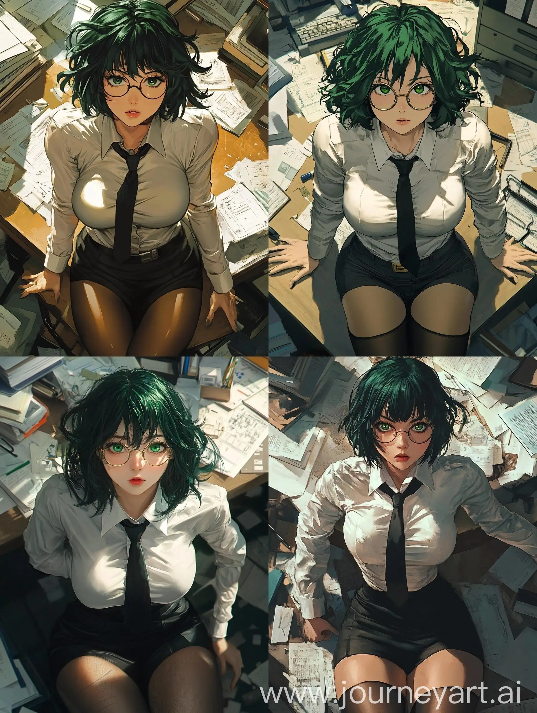 Fubiki-from-One-Punch-Man-as-an-Office-Secretary-with-Alluring-Expression