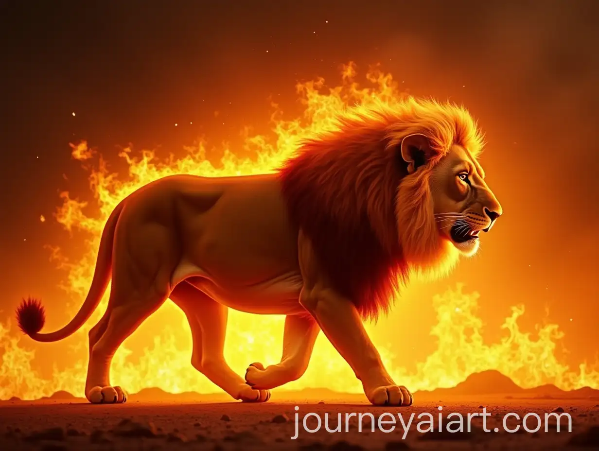 Fiery-Roaring-Lion-Surrounded-by-Flames-in-Dynamic-Action