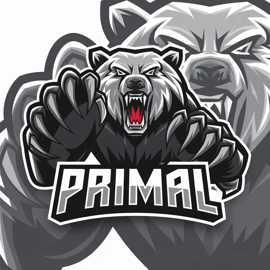 LOGO Design for Primal Cybersport Roaring Bear with Claws for Sports Fitness Industry