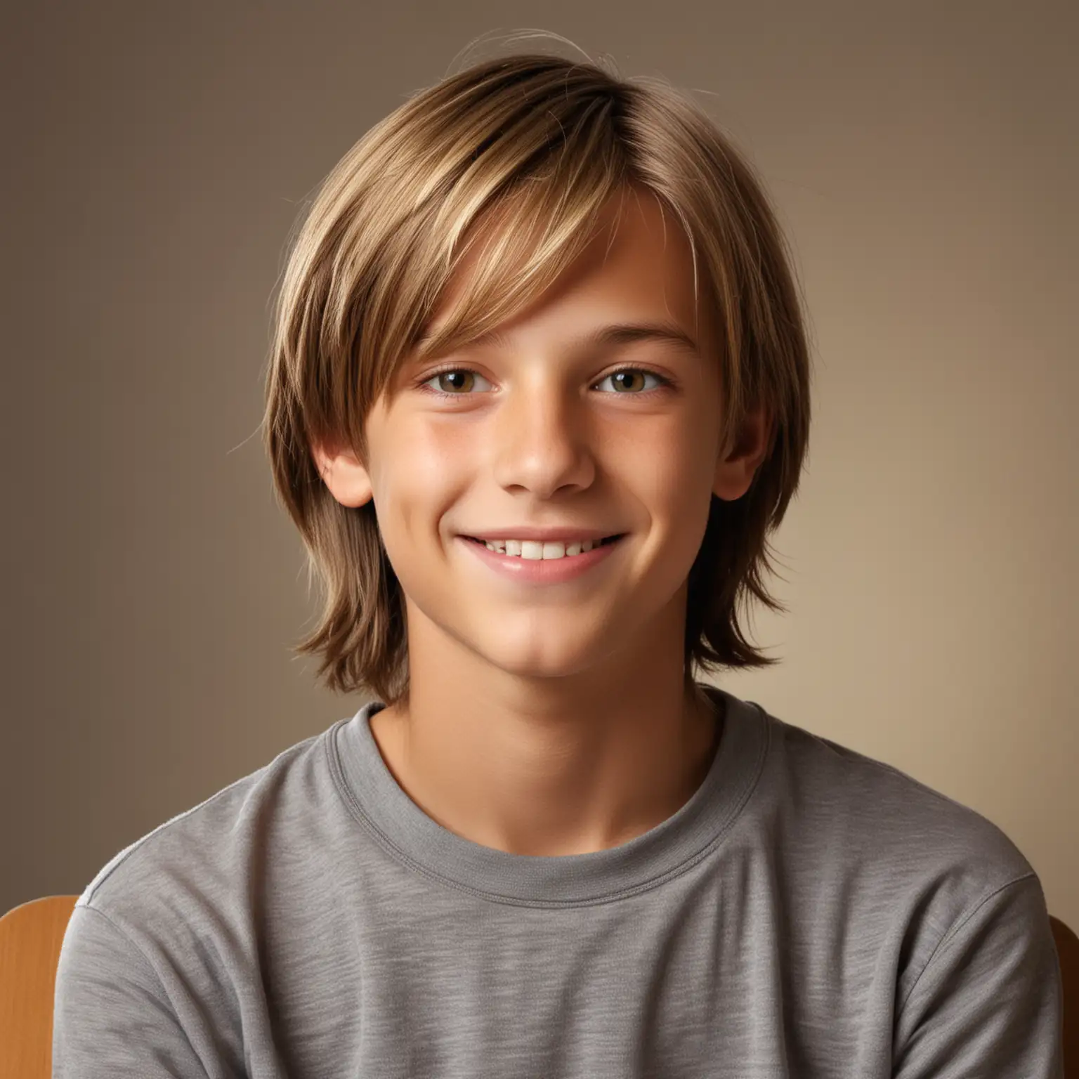 Happy ThirteenYearOld Boy Poses for School Photo in Natural Sunlight