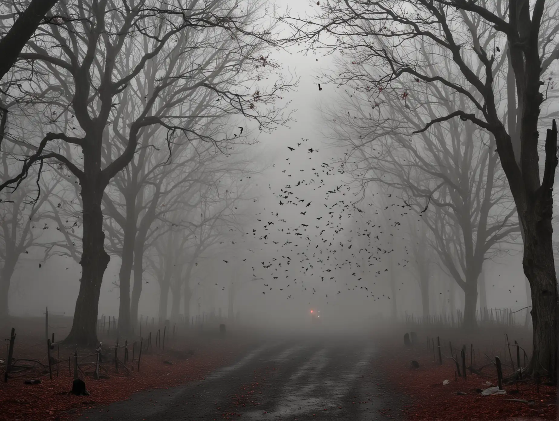 Spooky-Halloween-Scene-with-Ghosts-Bats-Fog-and-Blood