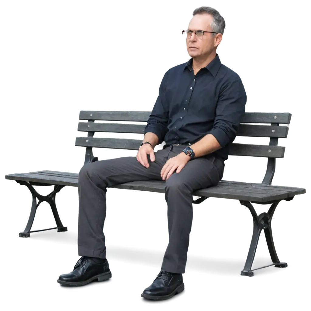 PNG-Image-Man-Sitting-on-Park-Bench-at-Sunset