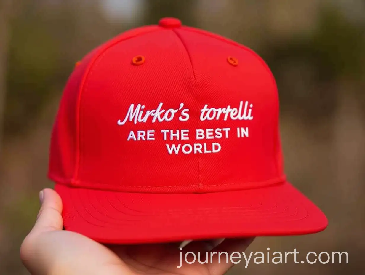 Red-Hat-with-Mirkos-Tortelli-Are-the-Best-in-the-World-Slogan