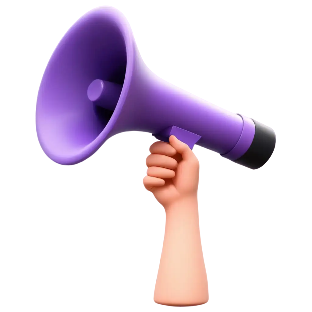 3D-Rendered-Loudspeaker-Violet-Color-PNG-Megaphone-Warning-Icon-for-Announcements