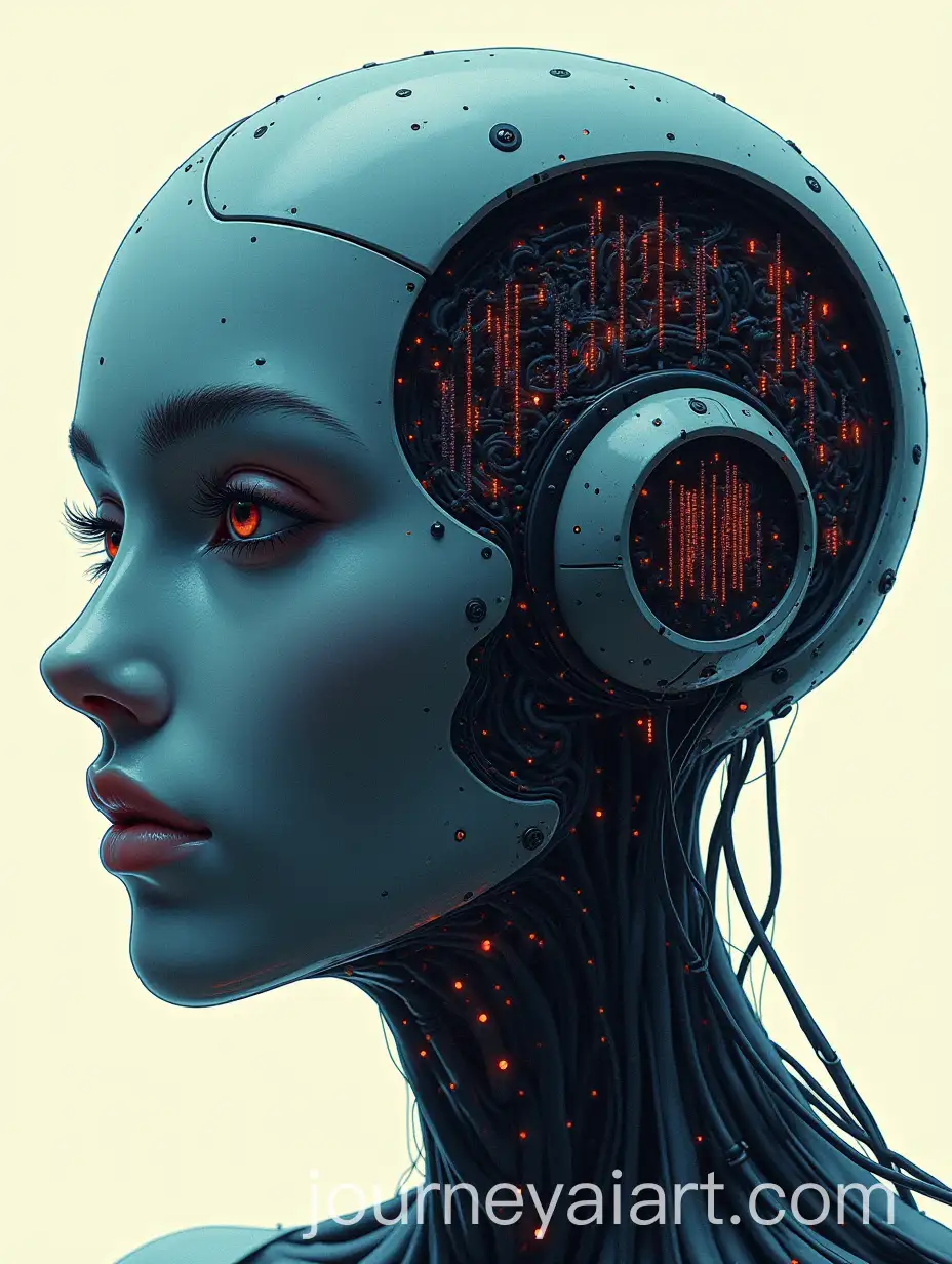 Futuristic-Robotic-Head-Embedded-with-Streams-of-Code