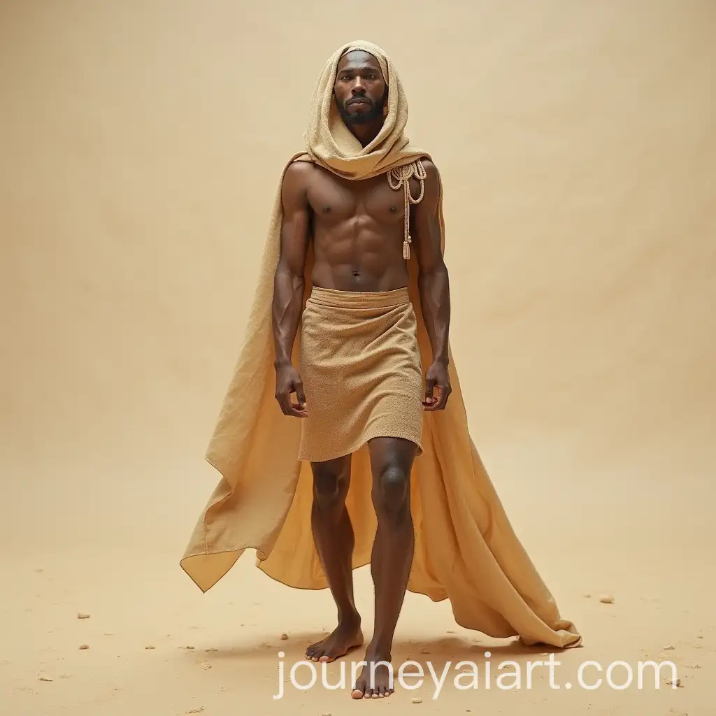 Caucasian-Pharaoh-in-Powerful-Pose-Against-Blank-Space