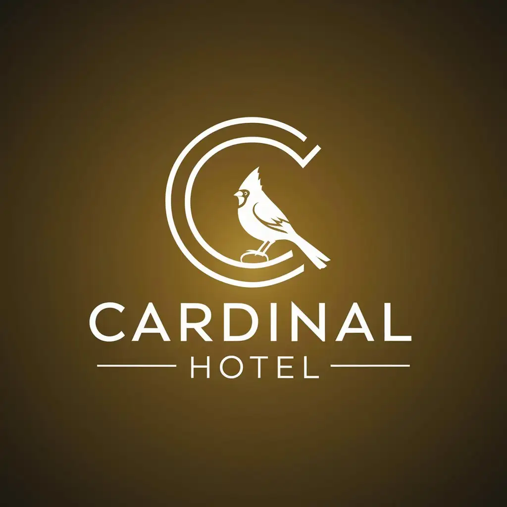 LOGO Design For Cardinal Hotel Modern C with Cardinal Bird and Elegant Typography