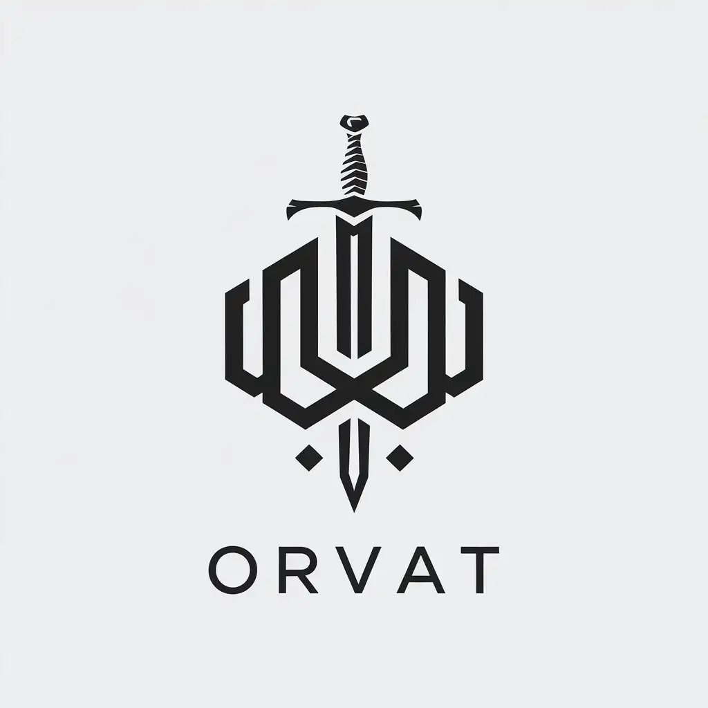 LOGO Design for ORVAT Vertical Sword Modern Terrorist Calligraphy with Minimalist Style