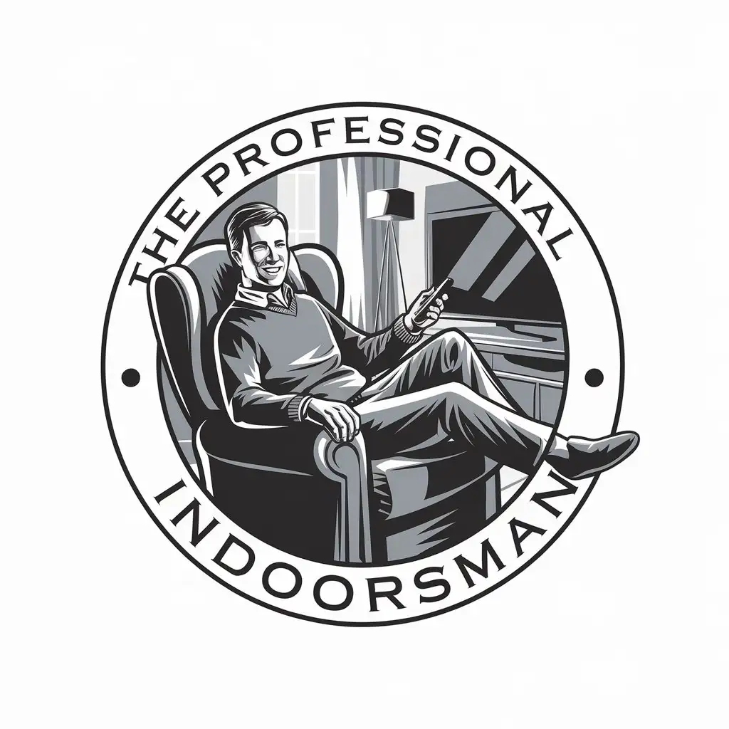 LOGO Design for The Professional Indoorsman Cozy Recliner with Modern TV and Relaxed Vibe