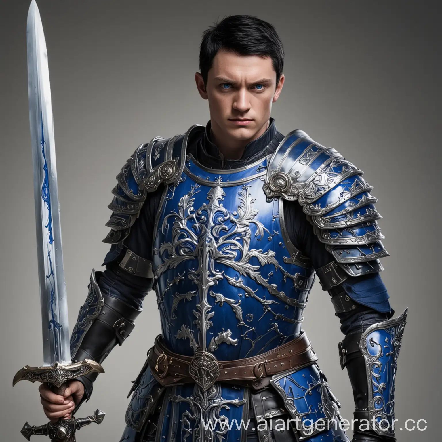 Warrior-in-BlueWhiteBlack-Armor-with-Sword