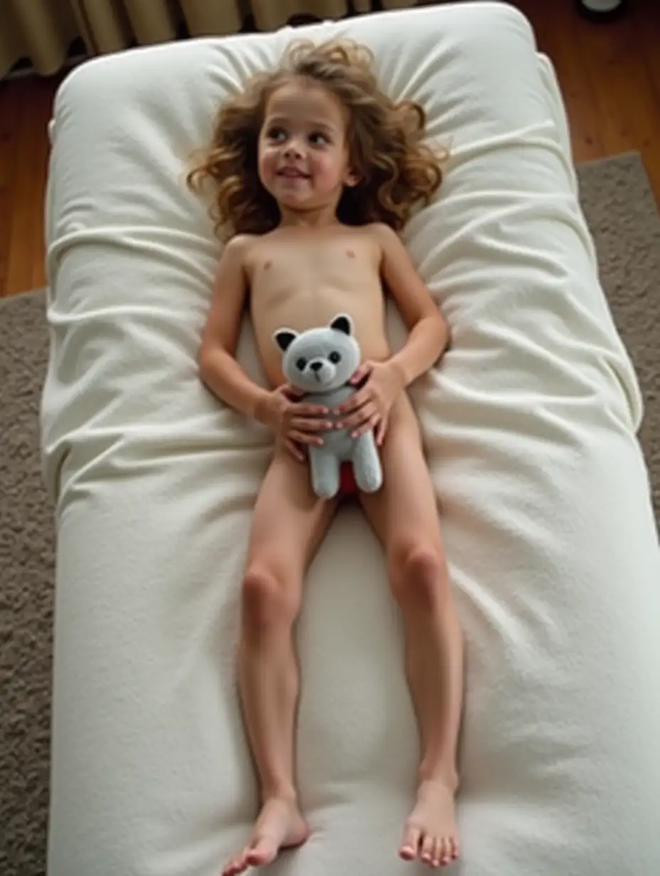 Skinny-Girl-with-Stuffed-Animal-on-Massage-Table-Viewed-from-Above