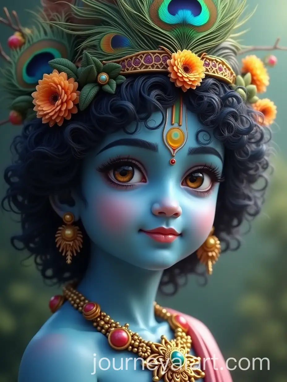 Ethereal-Portrait-of-Young-Krishna-with-Peacock-Feather-Headdress