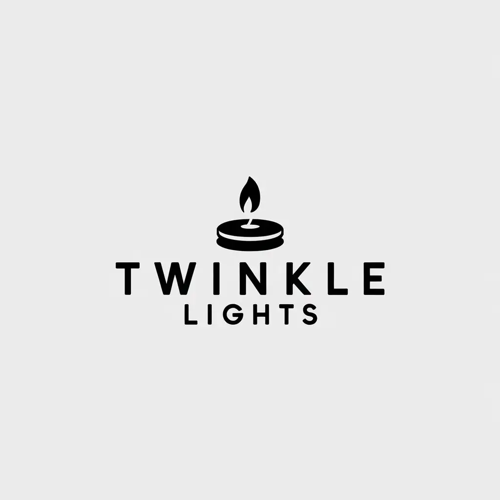 LOGO Design for Twinkle Lights Candle Symbol with Minimalistic Style and Clear Background