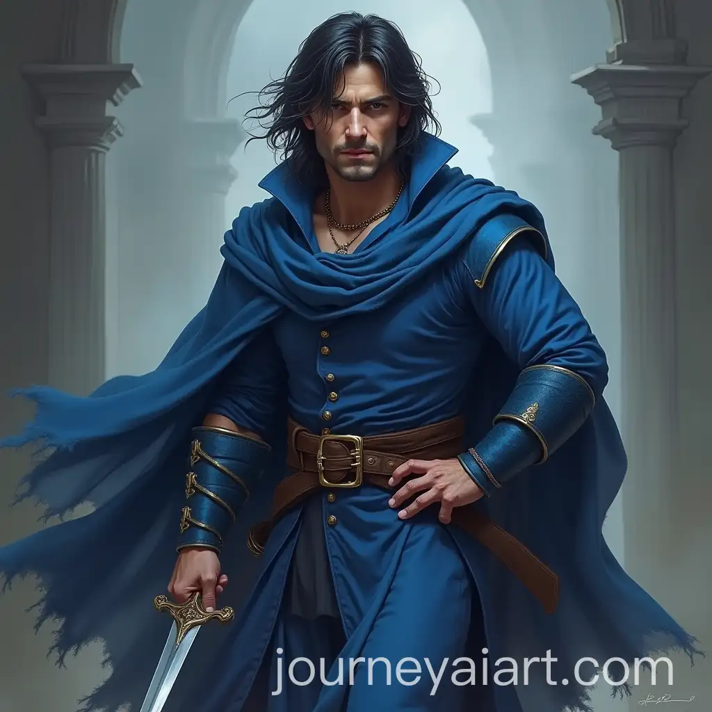 Giuseppe-Conte-Playing-DnD-Rogue-with-Blue-Clothes-and-Dagger