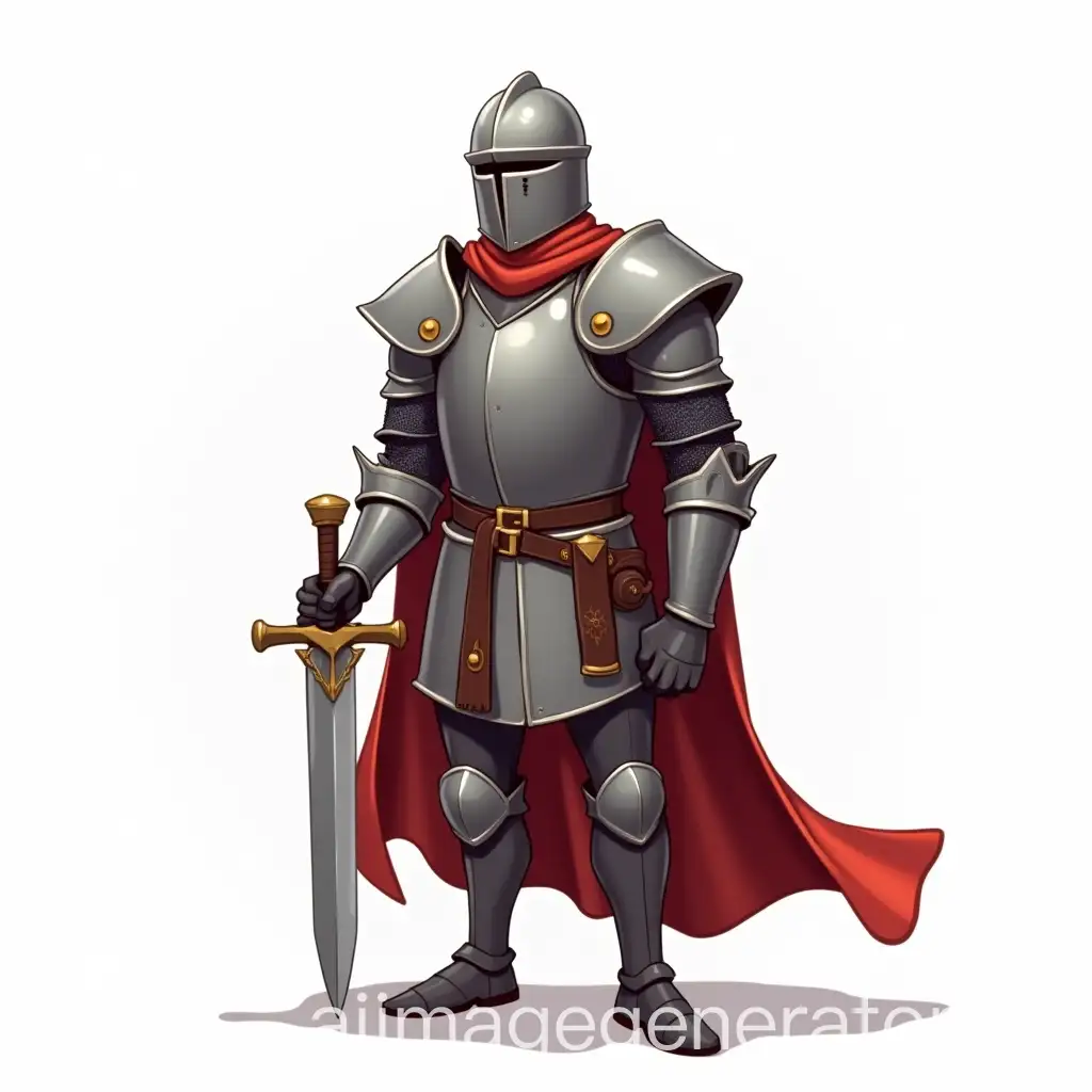 user_prompt: create a cartoon character of a knight for a tabletop game on a white background so that it would be easy to crop the background